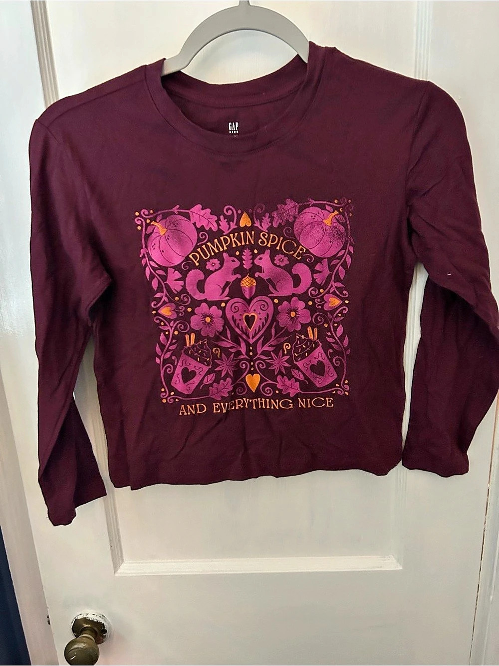 Gap Pumpkin Spice Long Sleeve Tee Size Medium NWT